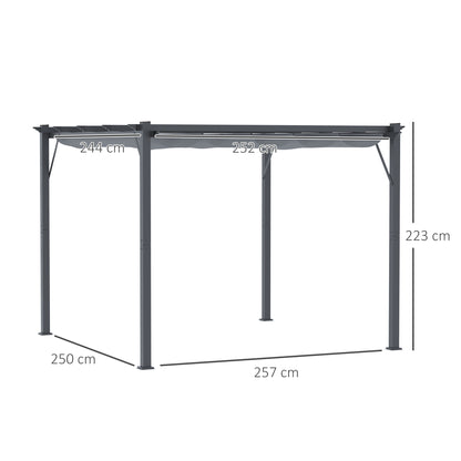 3x3(m) Pergola Gazebo Sun Shade Shelter Aluminium Garden Canopy, Grey