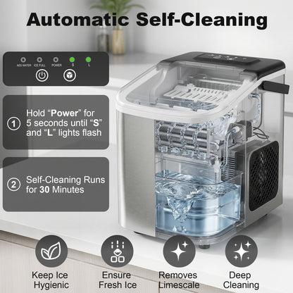 Ice Maker Machine Countertop, 9 Cubes Ready in 7 Mins, 12 KG in 24Hrs