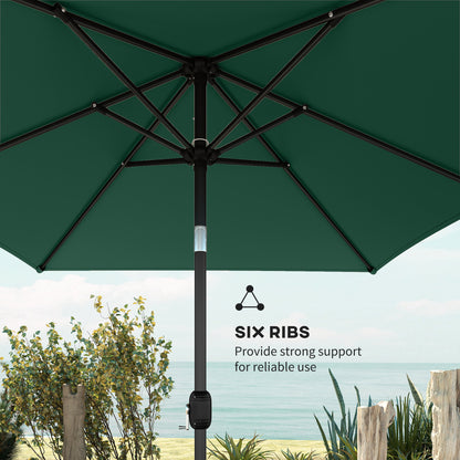 Garden Parasol, Outdoor Umbrella with Tilt Function, Green