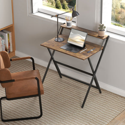 81.5 cm Folding Computer Desk for Small Spaces Bedroom Rustic Brown