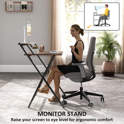 81.5 cm Folding Computer Desk for Small Spaces Bedroom Rustic Brown