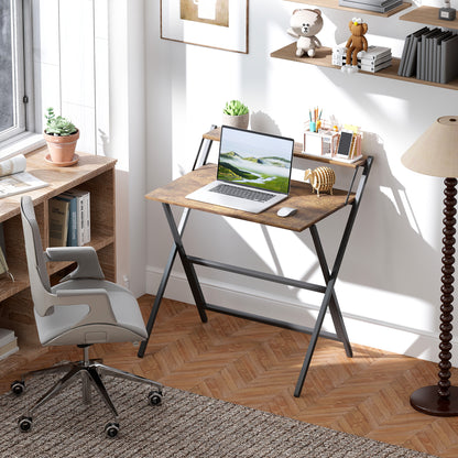 81.5 cm Folding Computer Desk for Small Spaces Bedroom Rustic Brown