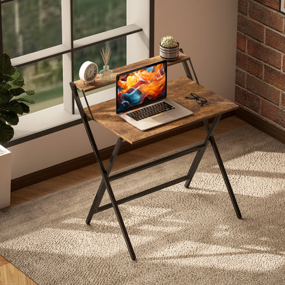 81.5 cm Folding Computer Desk for Small Spaces Bedroom Rustic Brown