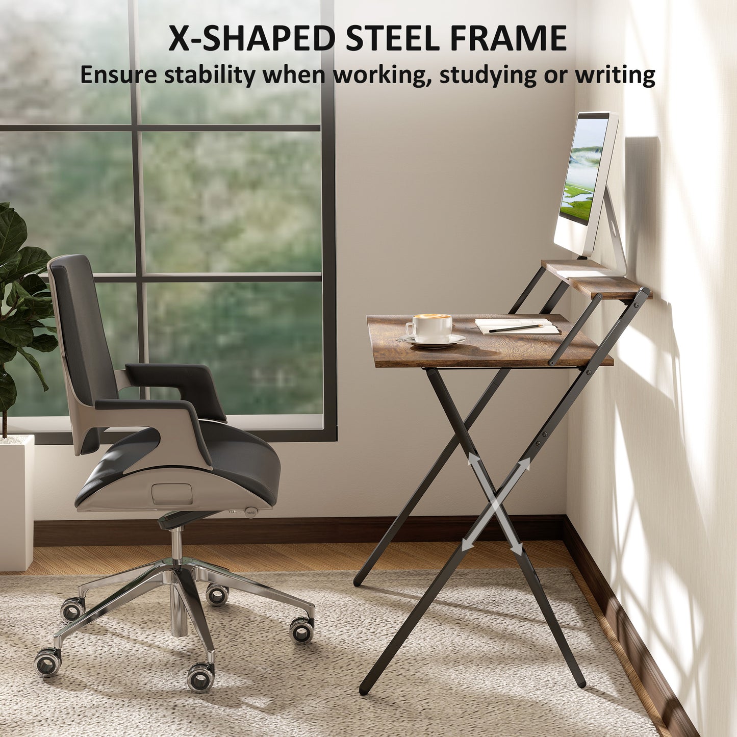 81.5 cm Folding Computer Desk for Small Spaces Bedroom Rustic Brown