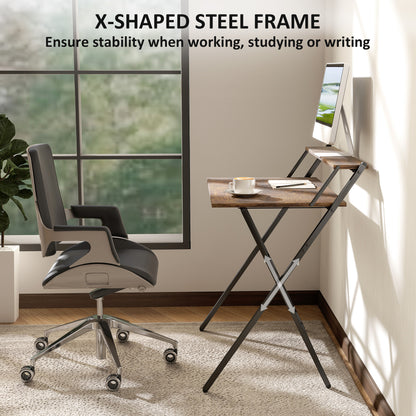81.5 cm Folding Computer Desk for Small Spaces Bedroom Rustic Brown