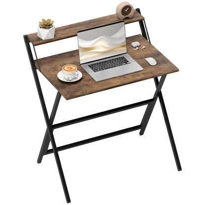 81.5 cm Folding Computer Desk for Small Spaces Bedroom Rustic Brown