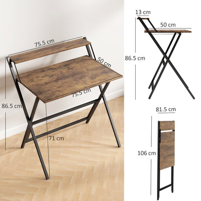 81.5 cm Folding Computer Desk for Small Spaces Bedroom Rustic Brown