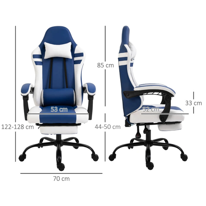 PU Leather Gaming Chair with Headrest & Footrest