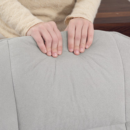 Swivel Recliner Chair with Footstool and Wooden Base, Light Grey