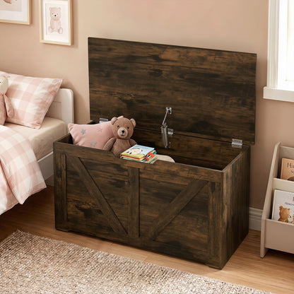 Storage Trunk for Living Room, with Safety Hinge, 80cm, Rustic Brown
