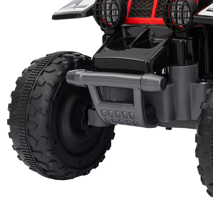 6V Electric Quad Bike for Kids w/ Forward Backward, Black and Red