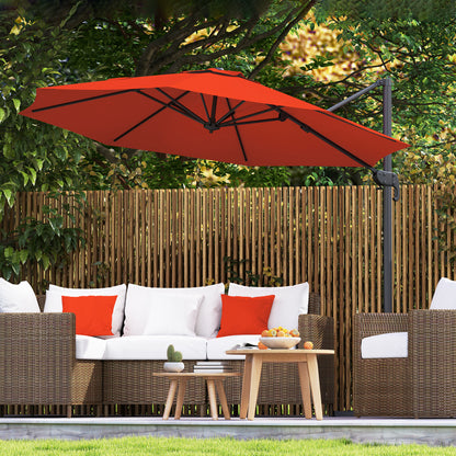3 x 3(m) Cantilever Parasol Garden Umbrella with Cross Base Orange