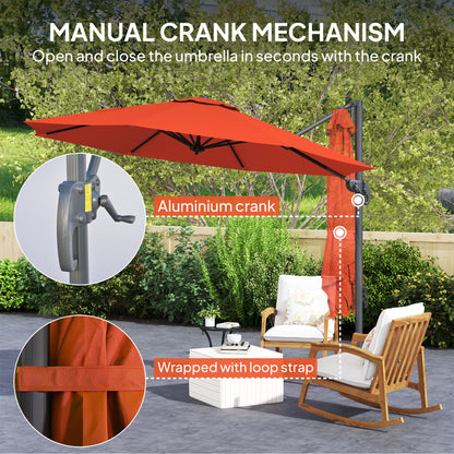 3 x 3(m) Cantilever Parasol Garden Umbrella with Cross Base Orange