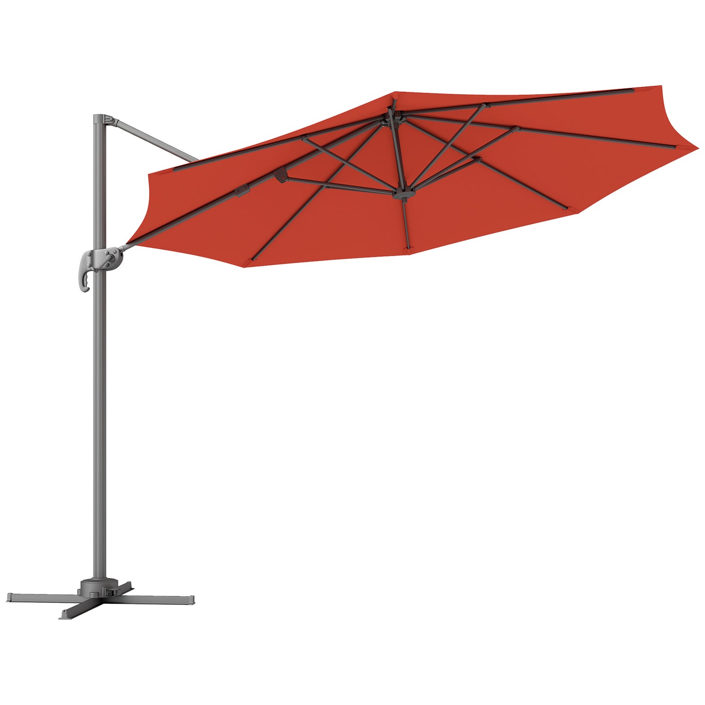 3 x 3(m) Cantilever Parasol Garden Umbrella with Cross Base Orange
