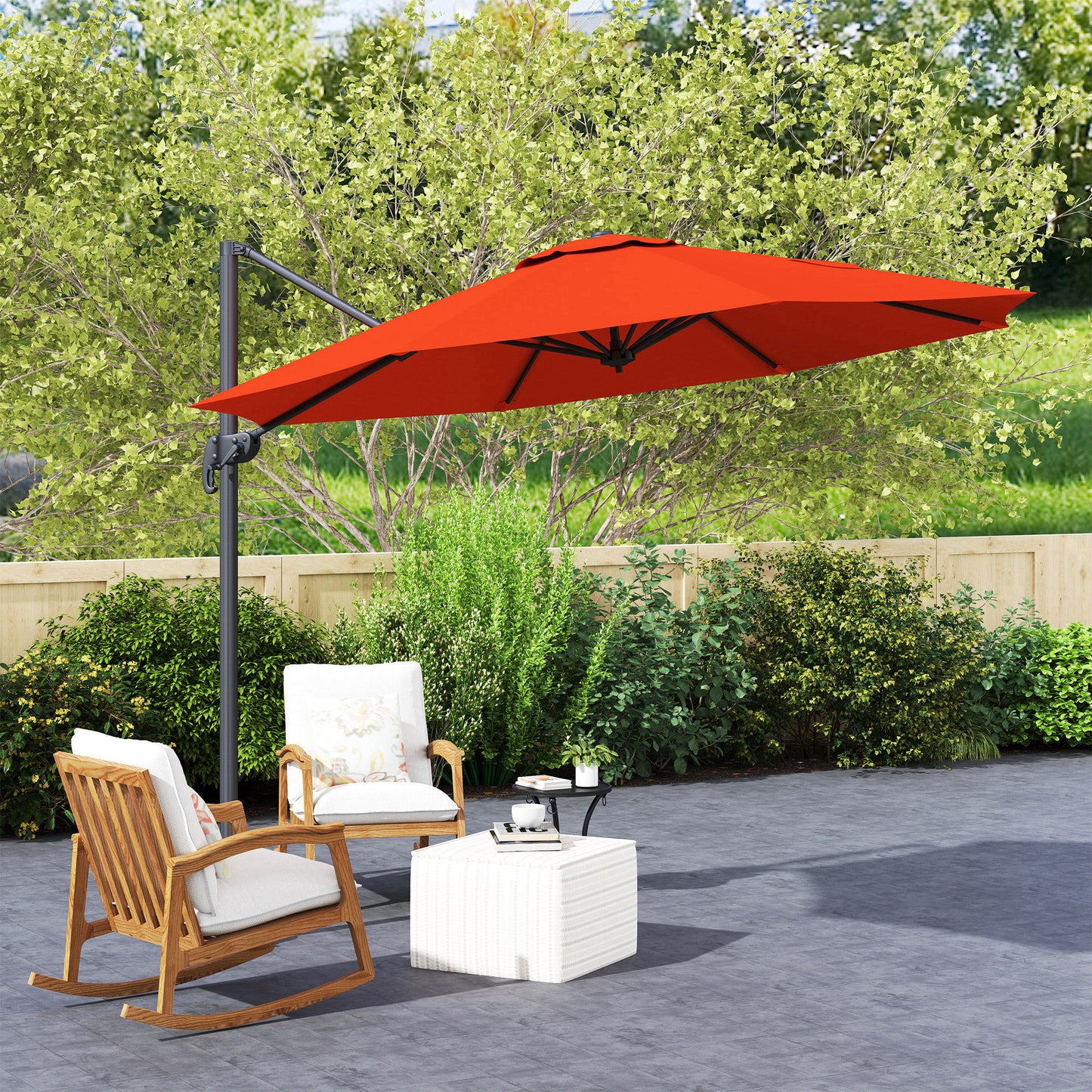 3 x 3(m) Cantilever Parasol Garden Umbrella with Cross Base Orange