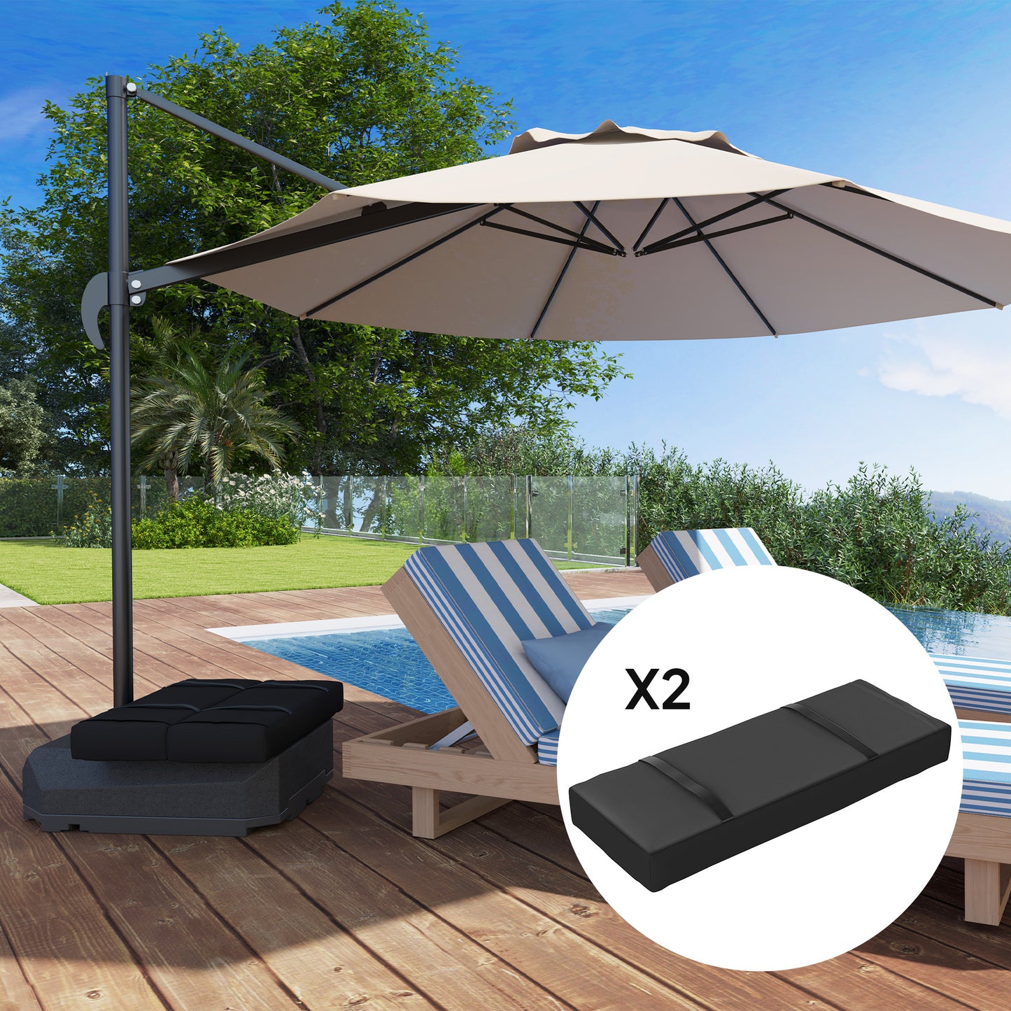 Parasol Weights Set of 2, Parasol Base Weights Bags, Black
