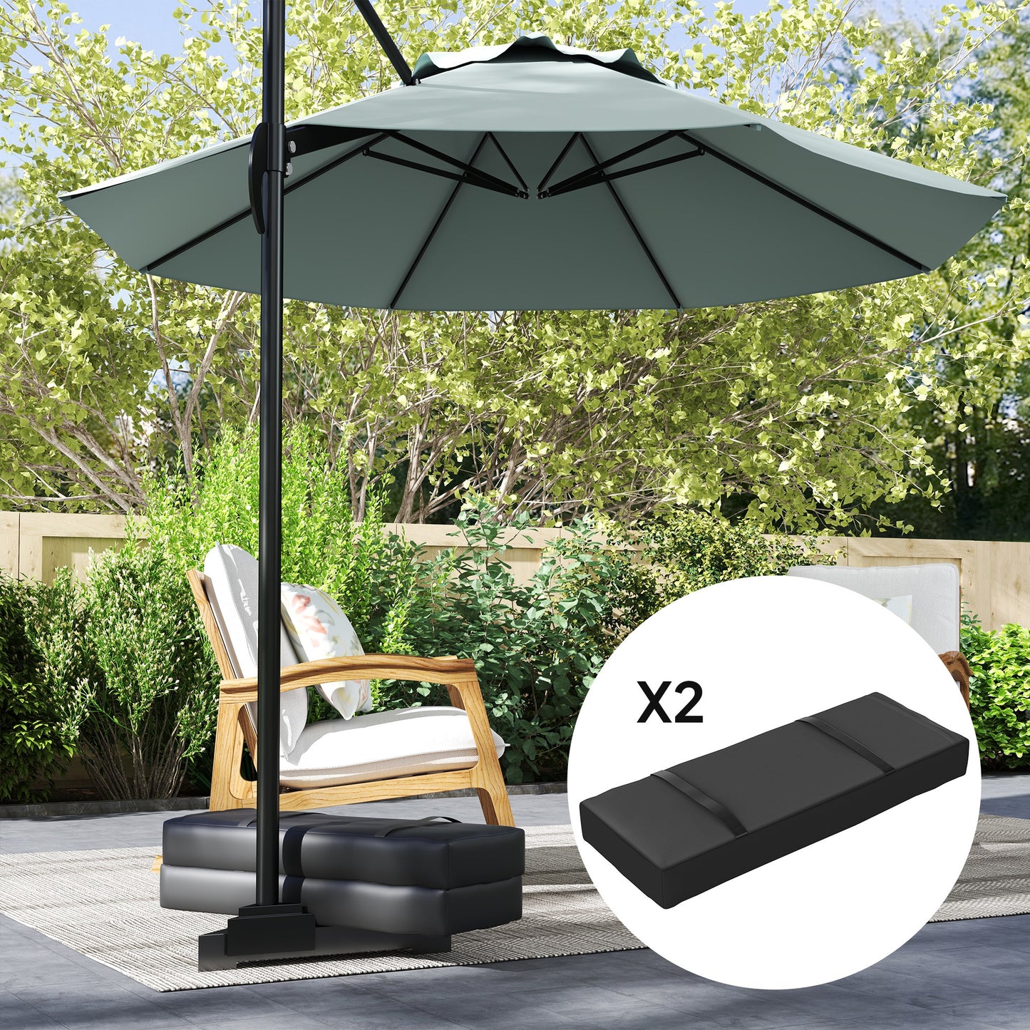 Parasol Weights Set of 2, Parasol Base Weights Bags, Black