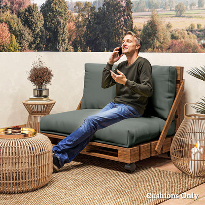 2 Seat Pallet Cushions 20cm Thick Outdoor Seat Pads, Charcoal Grey