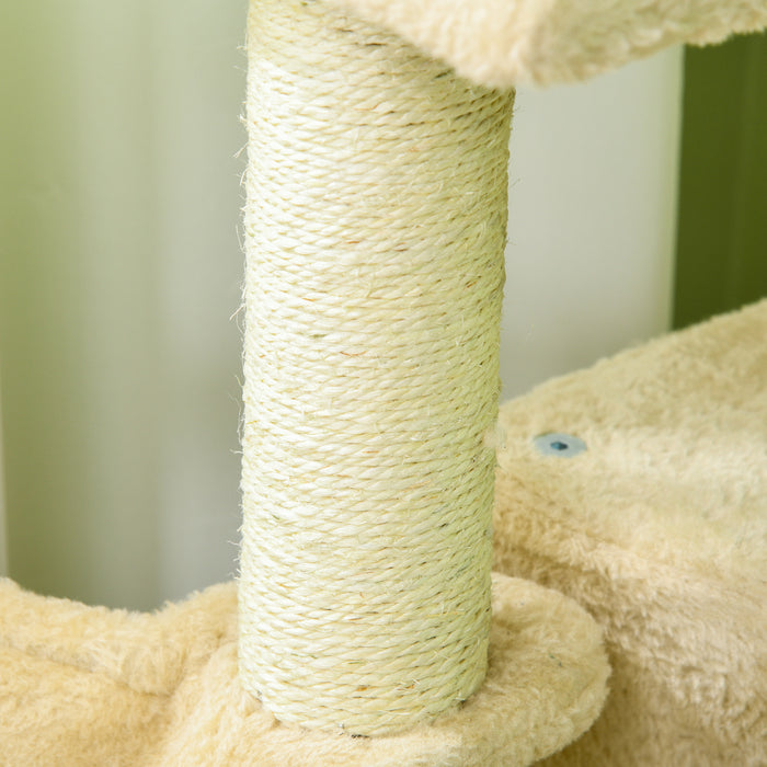 Sisal 100cm Cat Tree Tower with Sisal Scratching Post Cream White