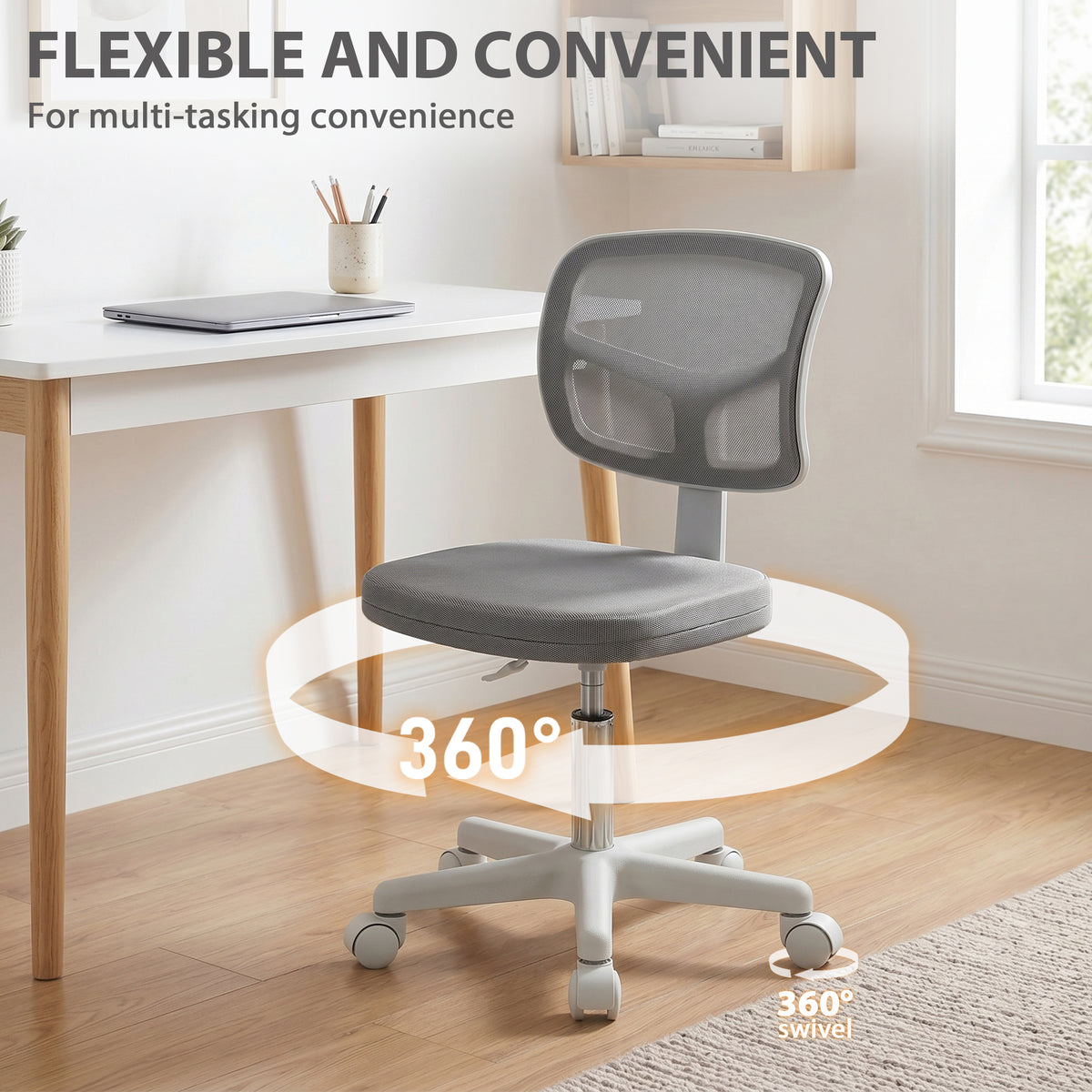 Vinsetto Small Office Chair without Arms, Swivel Mesh Desk Chair, Dark Grey