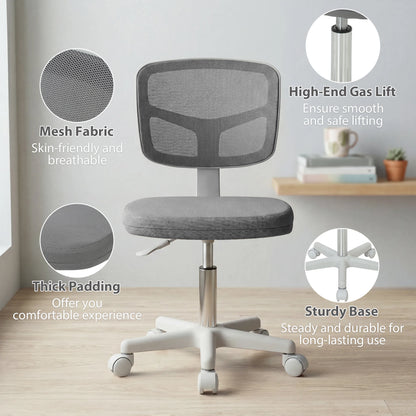 Vinsetto Small Office Chair without Arms, Swivel Mesh Desk Chair, Dark Grey