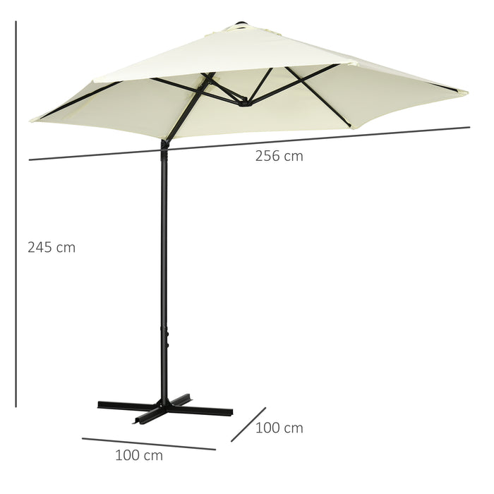 2.5M Garden Cantilever Parasol with 360¬∞ Rotation, Offset Roma Patio Umbrella Hanging Sun Shade Canopy Shelter with Cross Base, Beige