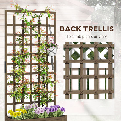 Wooden Trellis Planter, Raised Garden Bed with Wheels, Brown