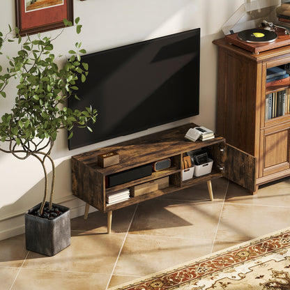 TV Unit Cabinet for TVs up to 55Inches with Cupboard Shelves, Brown