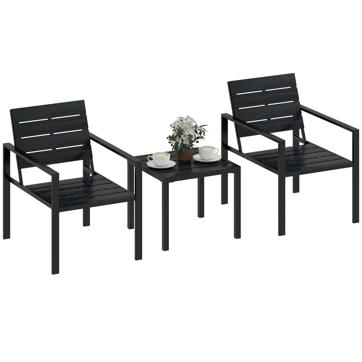 3 Pieces Garden Bistro Set for 2, Outdoor Bistro Table and Chairs