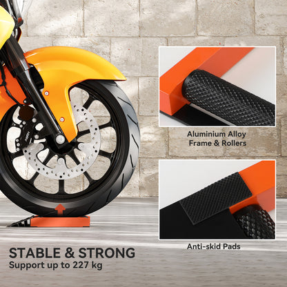 Motorcycle Wheel Roller Stand for Tyre Cleaning and Chain Lubrication