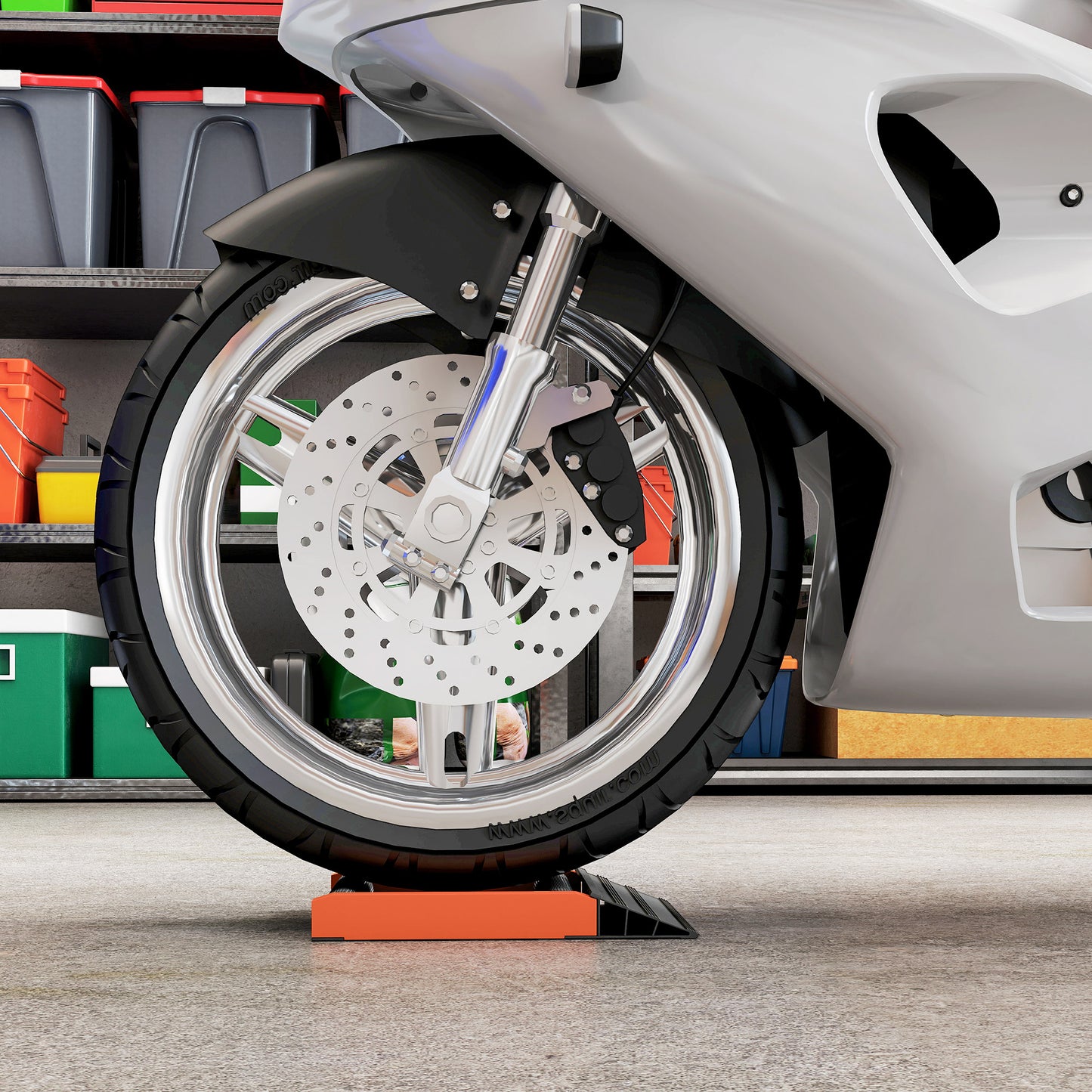 Motorcycle Wheel Roller Stand for Tyre Cleaning and Chain Lubrication