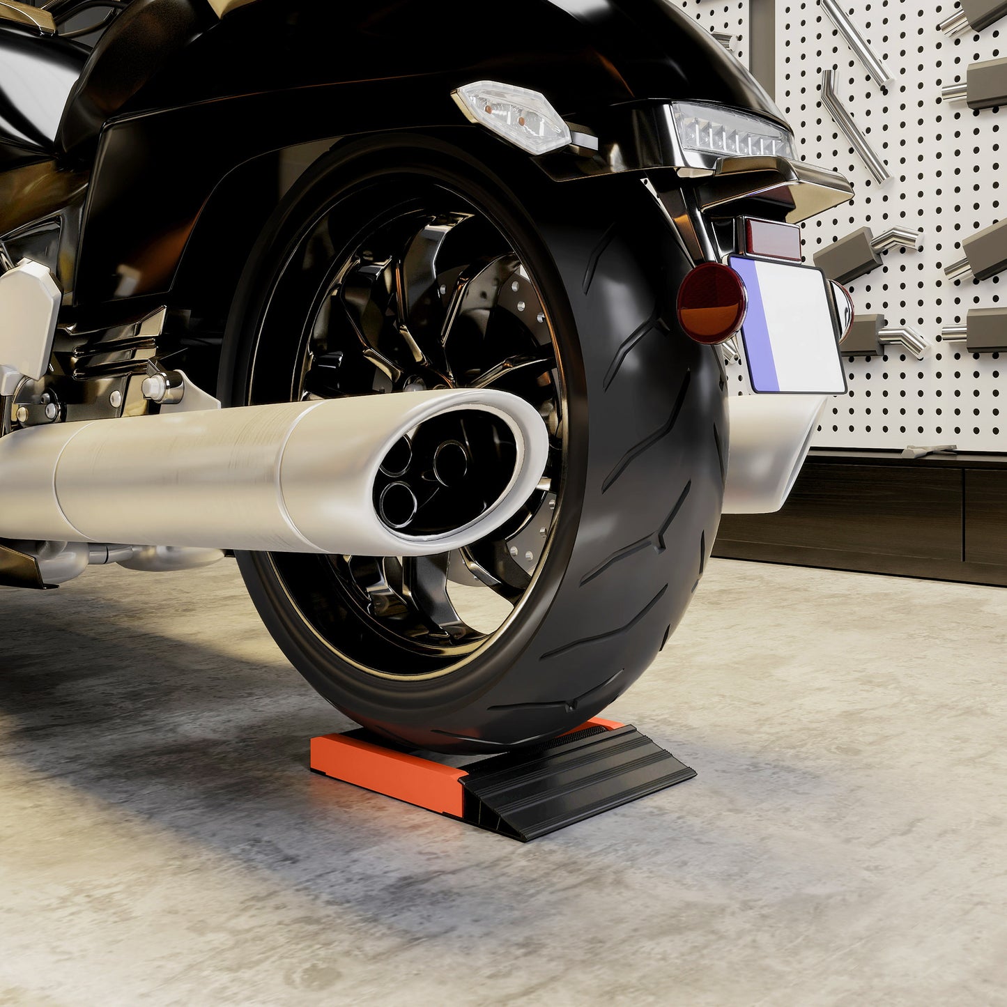 Motorcycle Wheel Roller Stand for Tyre Cleaning and Chain Lubrication