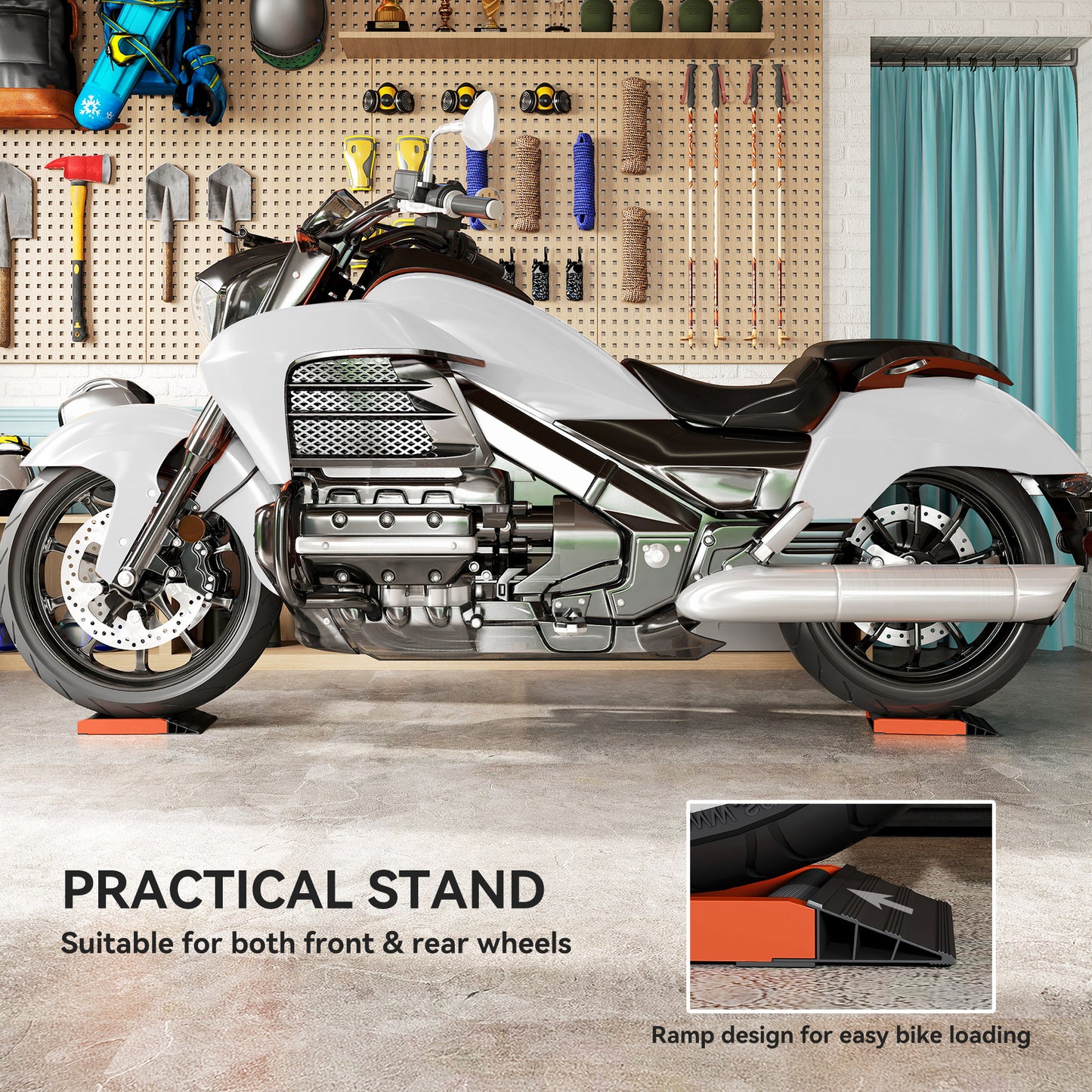 Motorcycle Wheel Roller Stand for Tyre Cleaning and Chain Lubrication