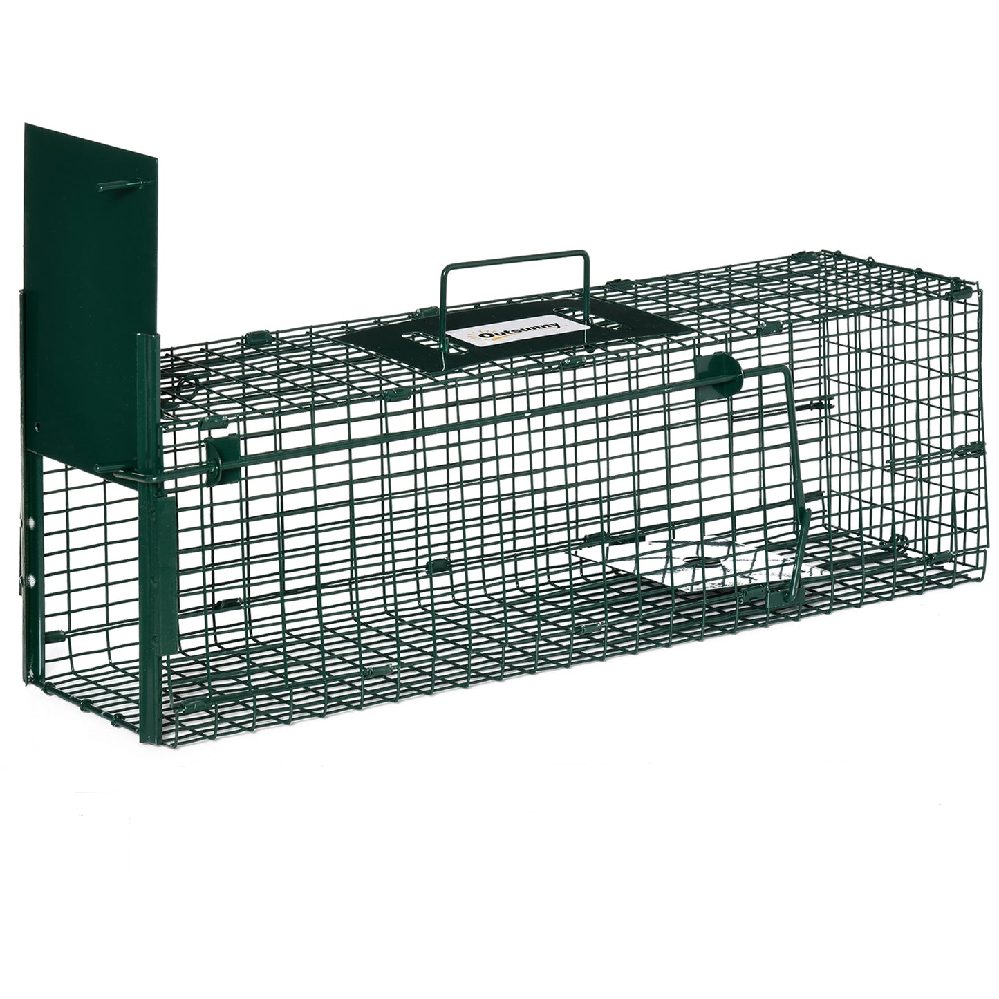 Single Door Rat Trap for Small Animals, Metal Outdoor, Indoor Squirrel Trap for Mice, Rabbits, Cats, 60 X 18 X 20cm, Dark Green