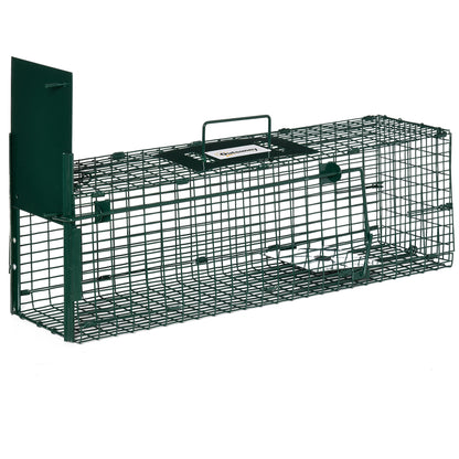 Single Door Rat Trap for Small Animals, Metal Outdoor, Indoor Squirrel Trap for Mice, Rabbits, Cats, 60 X 18 X 20cm, Dark Green