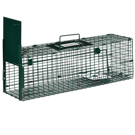 Single Door Rat Trap for Small Animals, Metal Outdoor, Indoor Squirrel Trap for Mice, Rabbits, Cats, 60 X 18 X 20cm, Dark Green