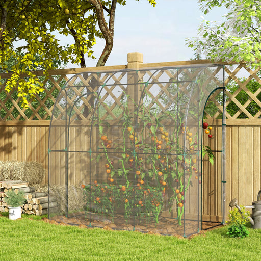 214x118x212cm Walk-In Lean to Wall Tunnel Plastic Greenhouse with Doors