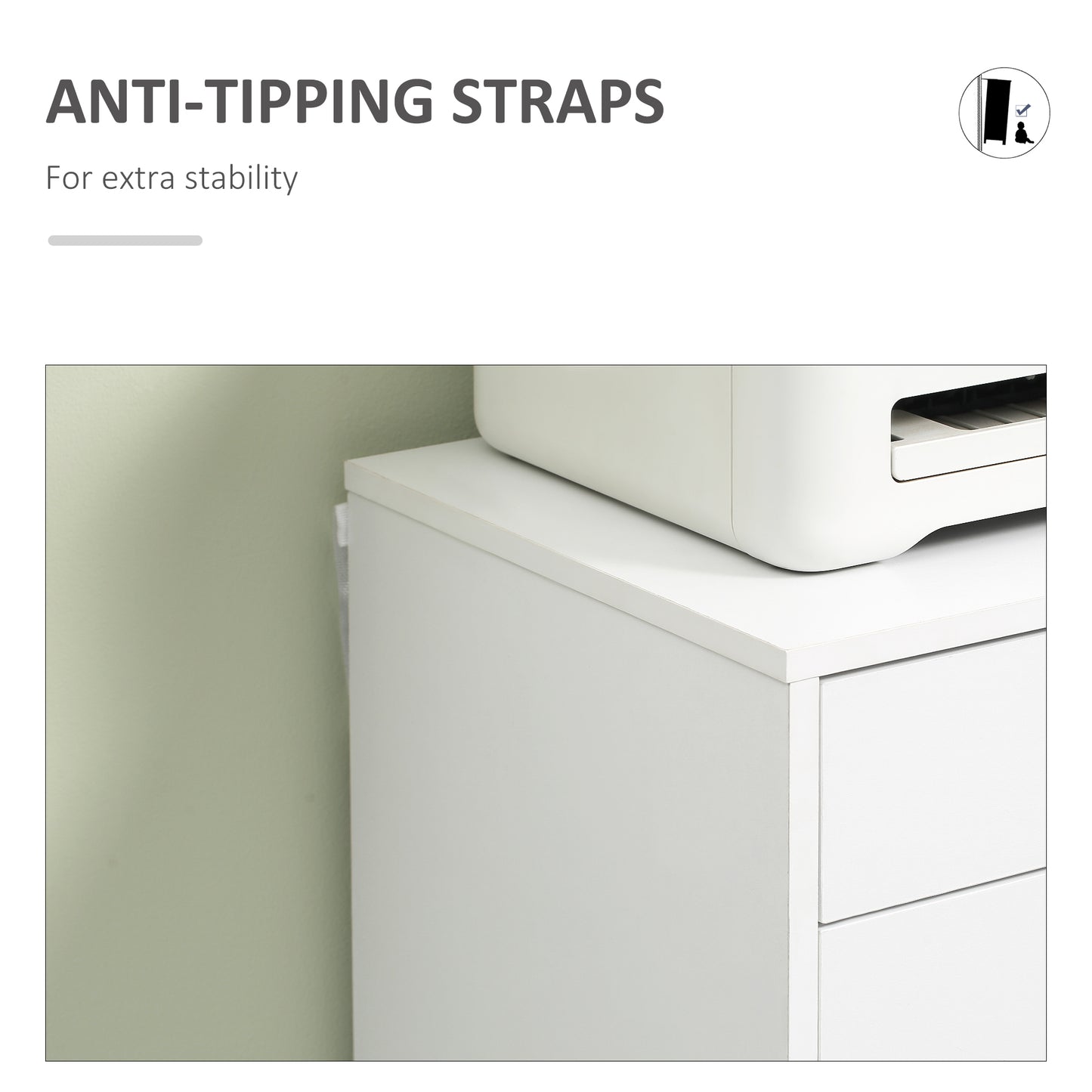 Mobile Filing Cabinet, 7-drawer File Cabinet with Wheels, White