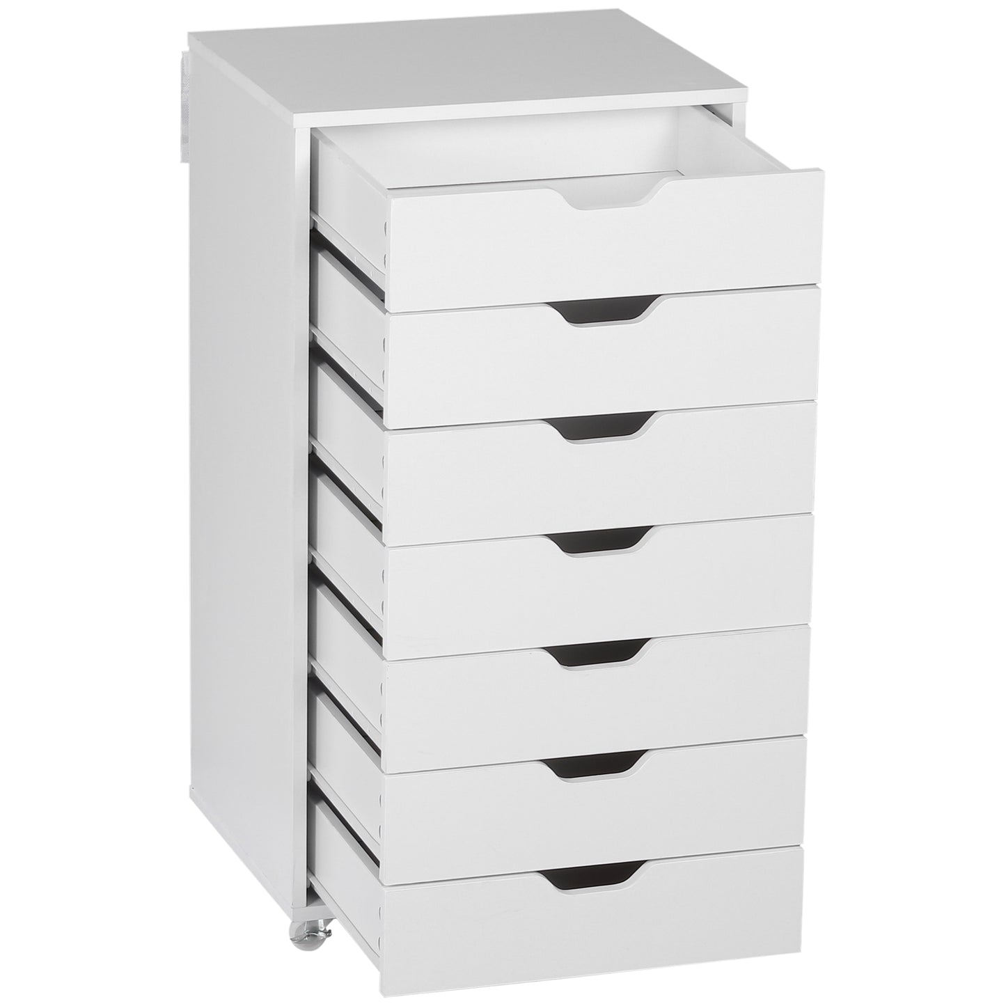 Mobile Filing Cabinet, 7-drawer File Cabinet with Wheels, White