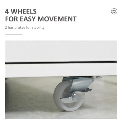 Mobile Filing Cabinet, 7-drawer File Cabinet with Wheels, White