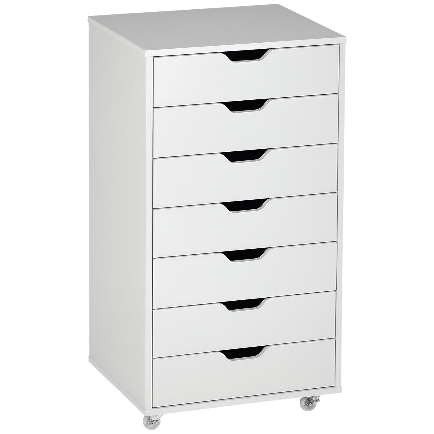 Mobile Filing Cabinet, 7-drawer File Cabinet with Wheels, White