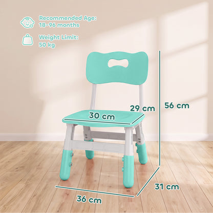 Set of 2 Height-Adjustable Kids' Desk Chairs - Green & White