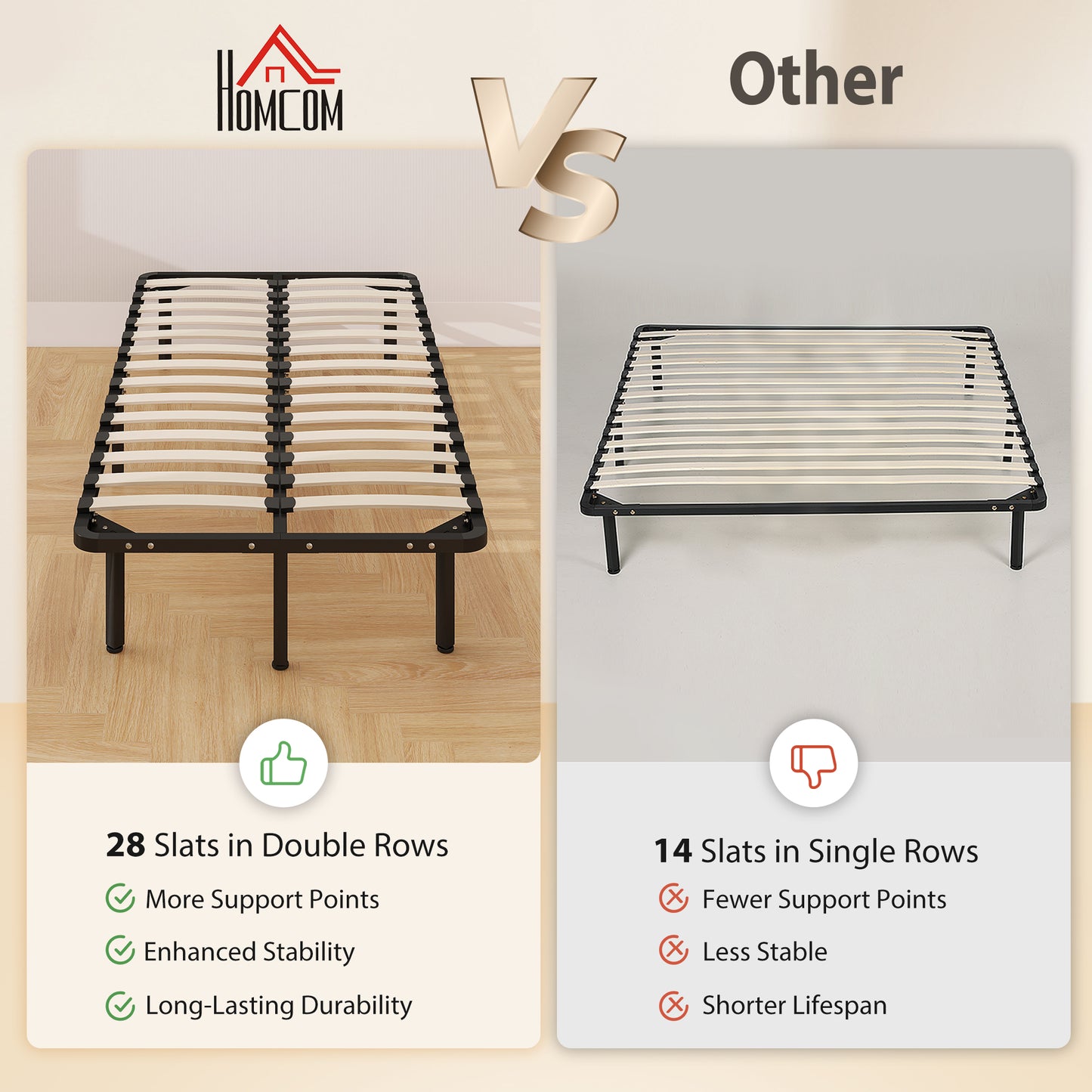 3ft Single Bed Frame, Metal Platform Bed Frame with 2 x 14 Wood Slats, No Box Spring Needed, Underbed Storage, Easy to Assemble, Black
