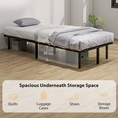 3ft Single Bed Frame, Metal Platform Bed Frame with 2 x 14 Wood Slats, No Box Spring Needed, Underbed Storage, Easy to Assemble, Black