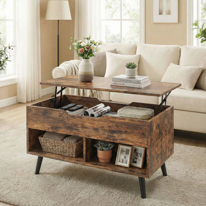 Lift Top Coffee Table Hidden Storage 75 cm Rustic Brown