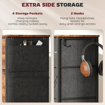 Fabric Chest of Drawers, 8 Drawer Dresser for Bedroom, Rustic Brown