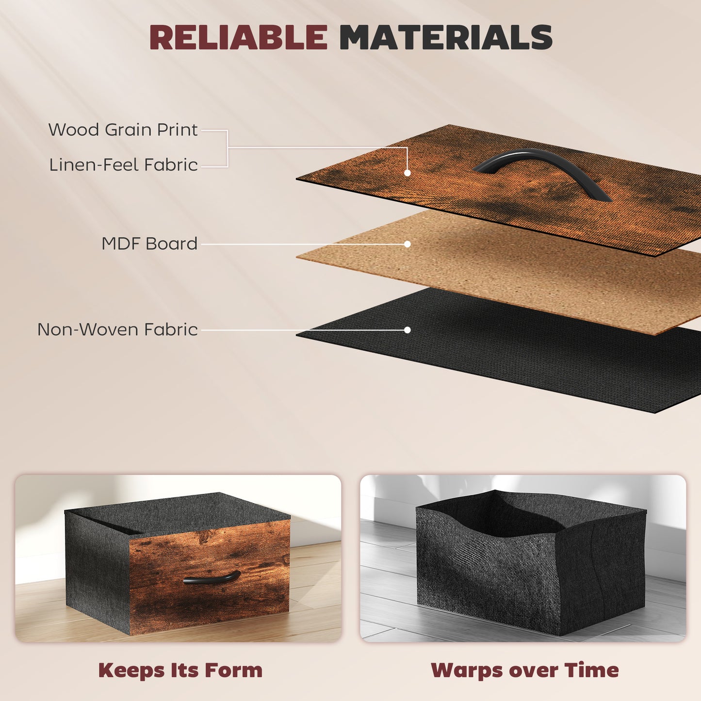 Fabric Chest of Drawers, 8 Drawer Dresser for Bedroom, Rustic Brown