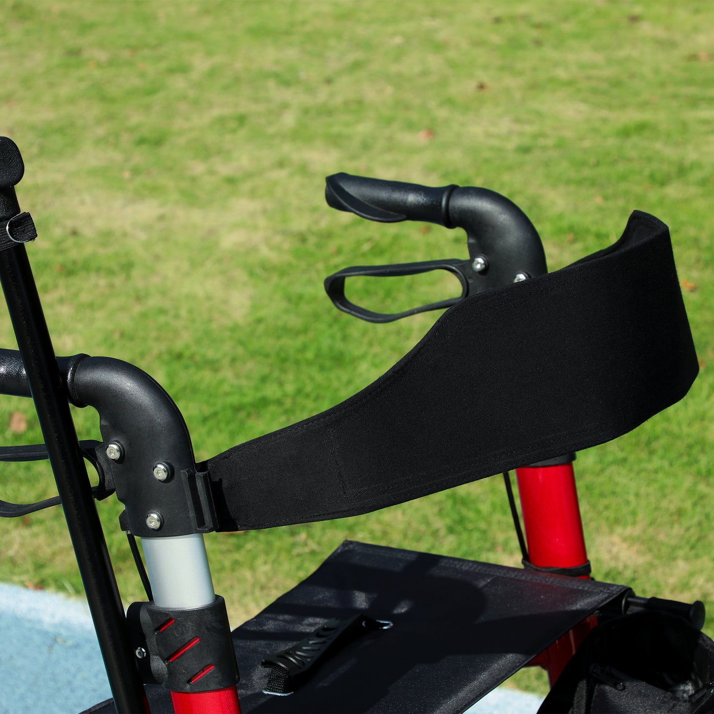 Lightweight Walking Frame with Seat and Backrest, Red
