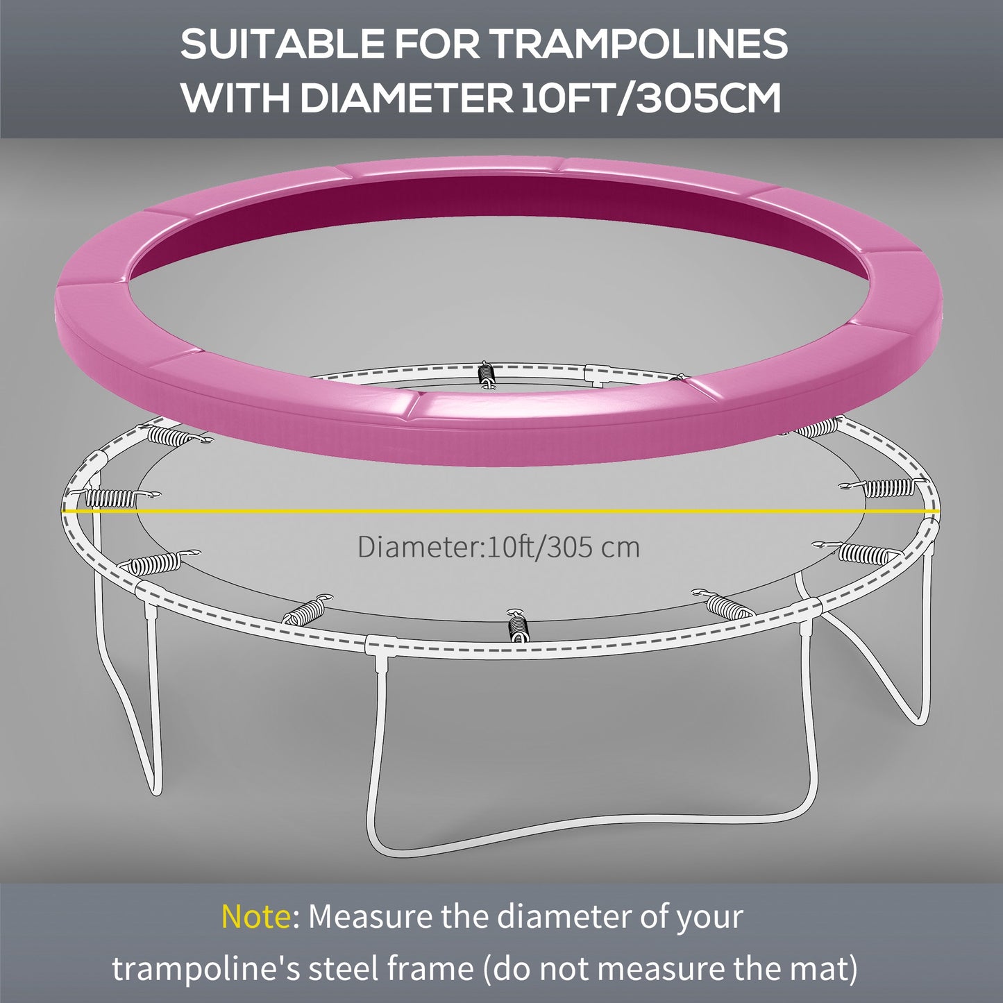 10FT Trampoline Pad Spring Cover, Waterproof, Pink