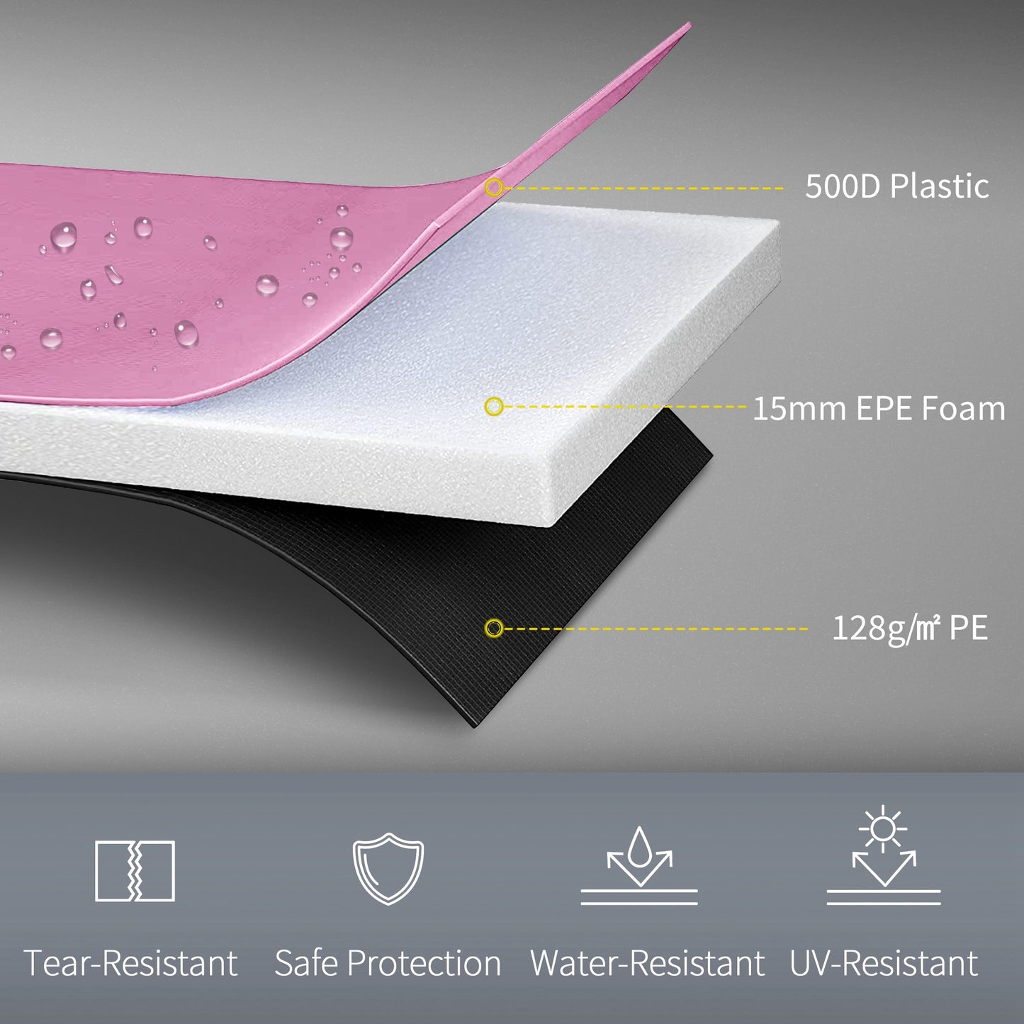 10FT Trampoline Pad Spring Cover, Waterproof, Pink